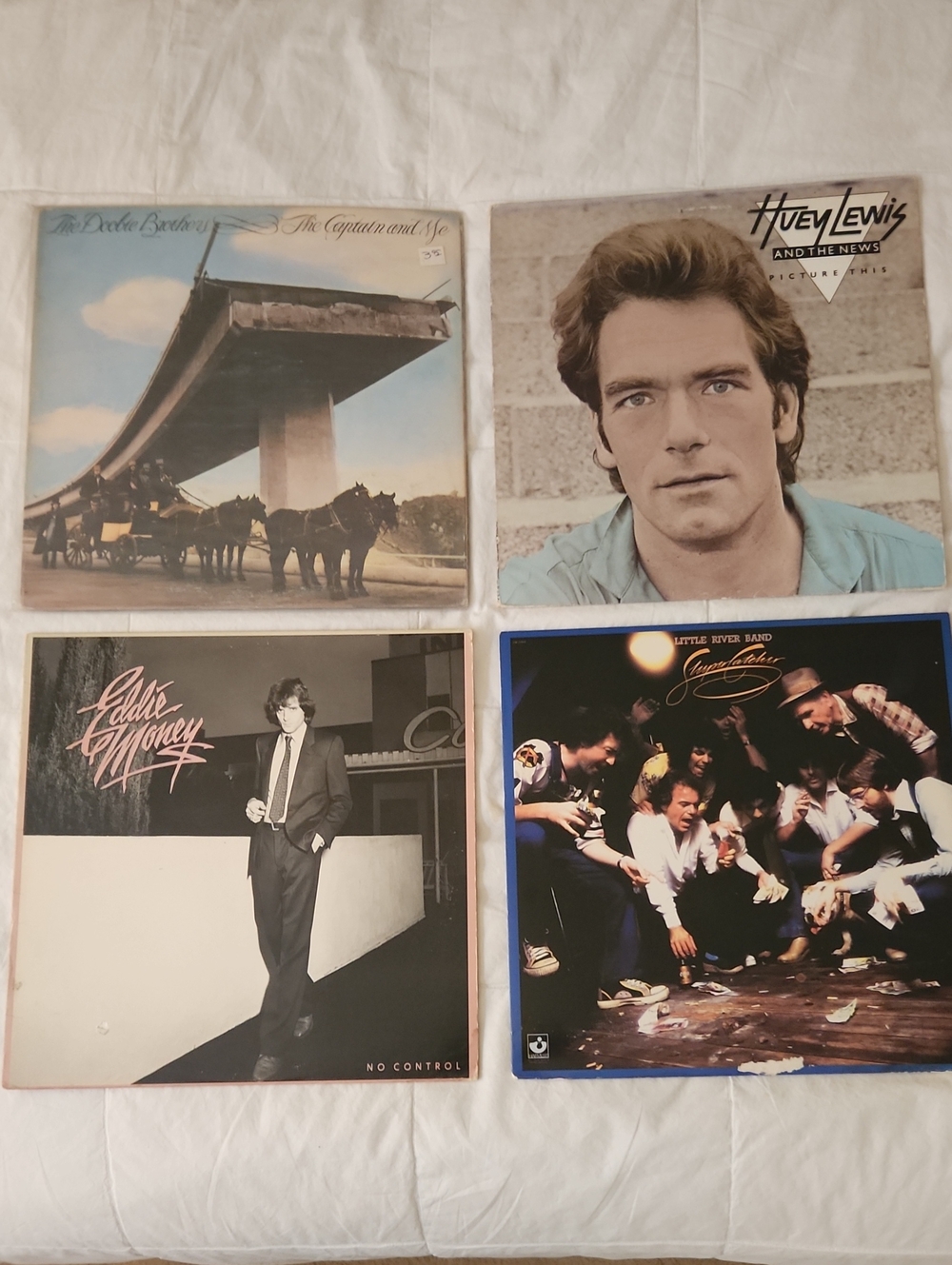 Classic Vinyl Record Lot - 4 Album Covers with Portraits & Scenic Art